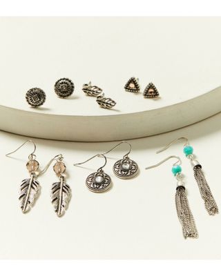 Shyanne Women's Shimmer Concho Feather Earring 6-Piece Set