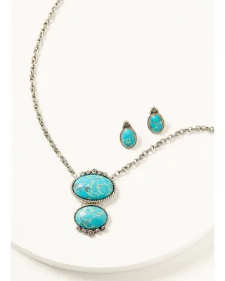 Shyanne Women's Moonbeam Turquoise Stone Necklace & Earrings Jewelry Set