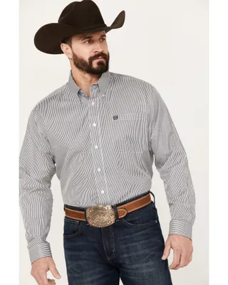 Cinch Men's Tencel Mini Striped Long Sleeve Button-Down Western Shirt