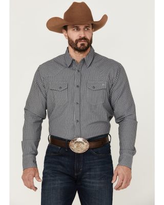 Blue Ranchwear Men's Stripe Washed Long Sleeve Snap Heavy Western Shirt