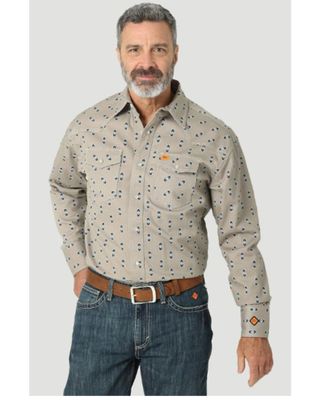 Wrangler 20X Men's FR Southwestern Geo Print Long Sleeve Pearl Snap Western Work Shirt - Big