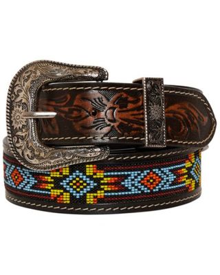 Myra Bag Women's Polychrome Southwestern Hand-Tooled Leather Belt