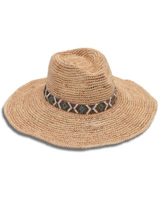 Nikki Beach Women's Metallic Diamonds Raffia Western Straw Hat