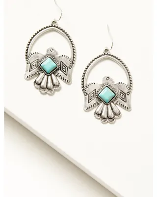Cowgirl Confetti Women's Silver & Turquoise Thunderbird Just Fly Earrings