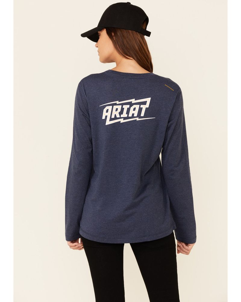 Ariat Women's Solid Navy Bolt Logo Long Sleeve Work Tee