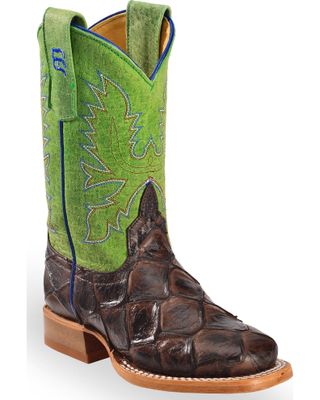 Horse Power Boys' Brown Filet Of Fish Print Boots - Square Toe
