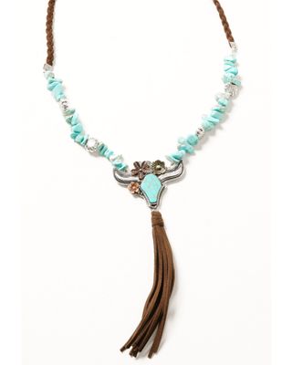 Shyanne Women's Cactus Rose Longhorn Tassel Necklace