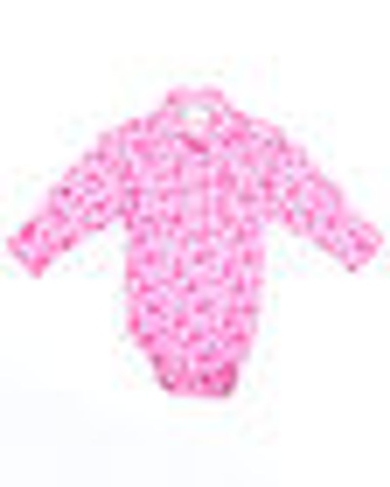 Cowgirl Hardware Infant Girls' Pink Daisy Rider Print Long Sleeve Snap Western Onesie