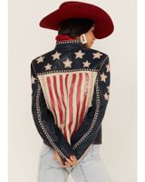 Double D Ranch Women's Americana Star Spangled Freedom Leather Moto Jacket