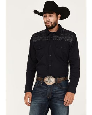 Moonshine Spirit Men's Cave Painter Embroidered Yoke Long Sleeve Snap Western Shirt