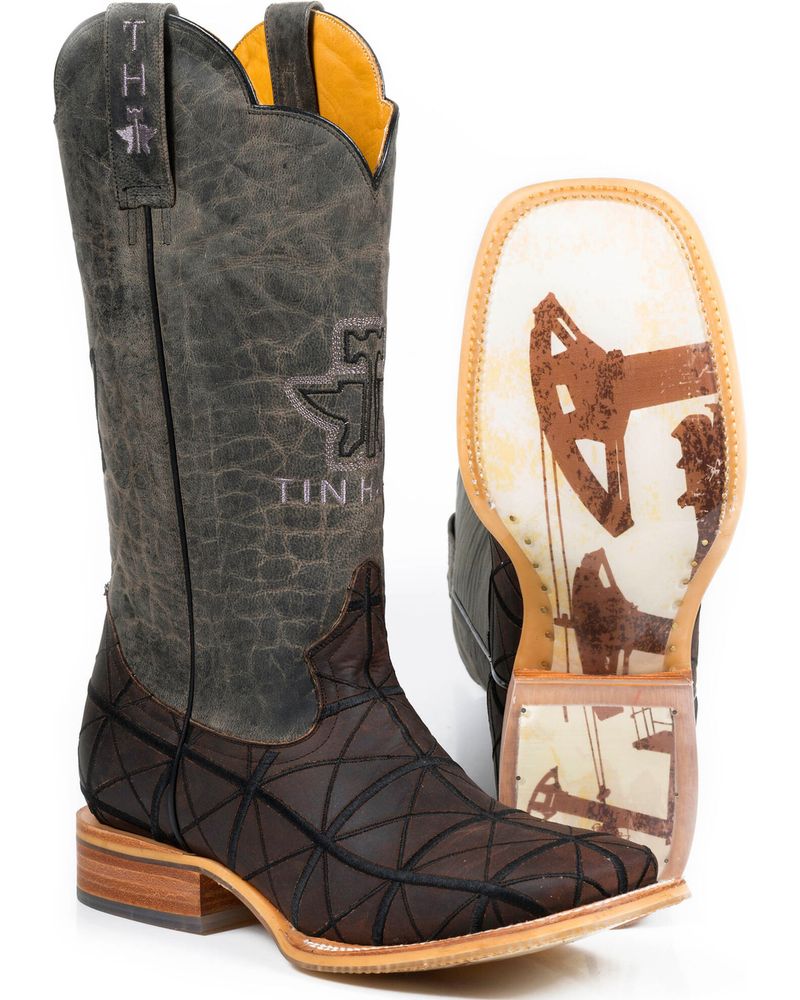 Tin Haul Men's Gunmetal Check Western Boots