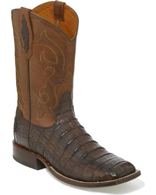 Tony Lama Men's Burnished Caiman Belly Western Boots - Broad Square Toe