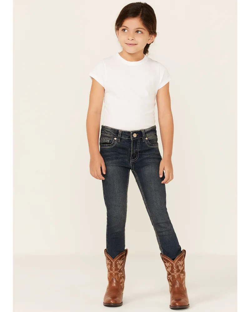 715 Taylor Thick Stitch Bootcut Toddler Girls Jeans 2t-4t - Dark Wash