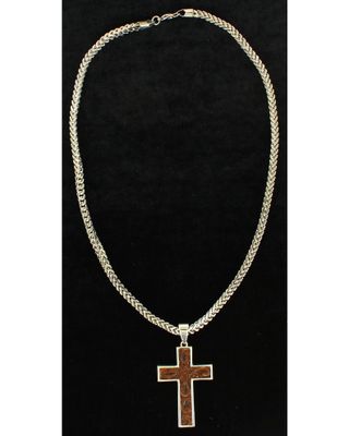 Twister Men's Leather Cross Necklace