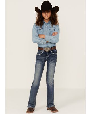 Shyanne Girls' Contrast Stitch & Embroidered Bootcut Jeans