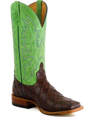 HorsePower Men's Chocolate Filet of Fish Print Western Boots - Square Toe