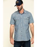Hawx Men's Rancho Chambray Solid Short Sleeve Work Shirt