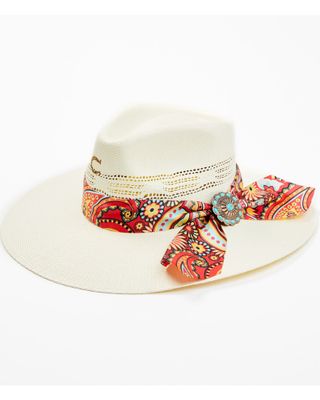 Charlie 1 Horse Women's Chisos Floral Paisley Print Western Straw Hat