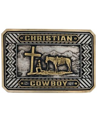 Montana Silversmiths Men's Beaming Christian Cowboy Attitude Buckle