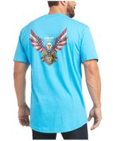 Ariat Men's Heather Turquoise Rebar Cotton Strong American Raptor Graphic Work T-Shirt