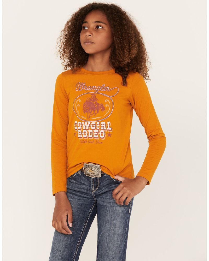 Wrangler Girls' Cowgirl Rodeo Long Sleeve Graphic Tee