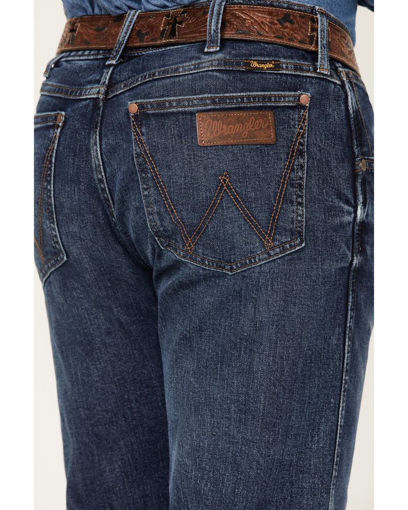 Wrangler Retro Men's Antique Dark Wash Stretch Slim Bootcut Premium Green Jeans
