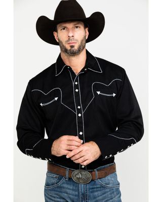 Scully Men's Embroidered Long Sleeve Snap Western Shirt