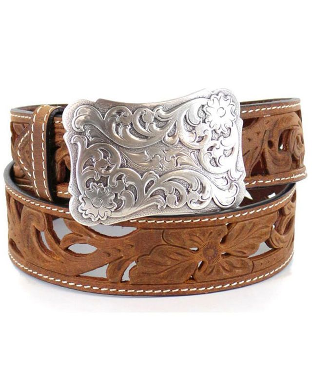 Unisex Brown Leather Belt with Mexican Eagle Rhinestone