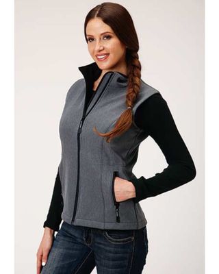 Roper Women's Grey Softshell Fleece Lined Vest - Plus