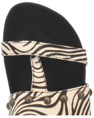 Dingo Women's Sage Brush Zebra Print Calf Hair Sandal