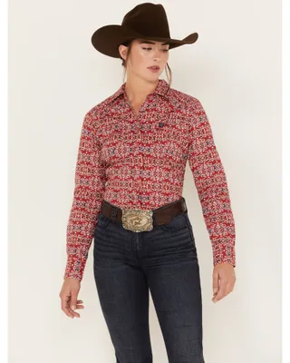 Cinch Women's Southwestern Print Long Sleeve Snap Western Shirt