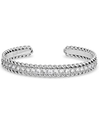 Montana Silversmiths Women's Silver Crystal Roads Cuff Bracelet