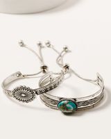 Shyanne Women's Silver Concho & Turquoise Cuff Bracelet Set