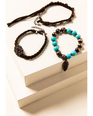 Shyanne Women's Willow Moon Leather Beaded Bracelet Set