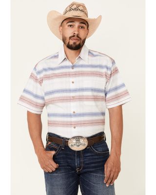 Rough Stock By Panhandle Men's Striped Camp Short Sleeve Button Down Western Shirt