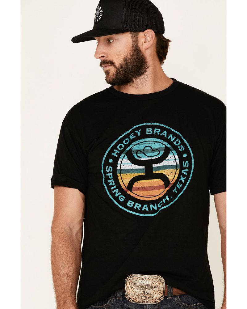 HOOey Men's Black Sunset Guadalupe Logo Graphic T-Shirt