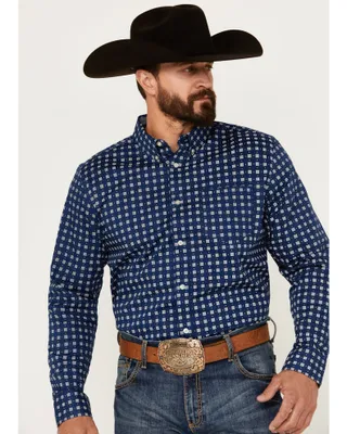 Cody James Men's Rough Road Geo Print Long Sleeve Button-Down Stretch Western Shirt