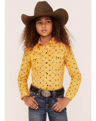 Cruel Girl Girls' Geo Print Long Sleeve Western Snap Shirt