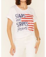Cut & Paste Women's Stars Stripes Forever Graphic Crop Tee