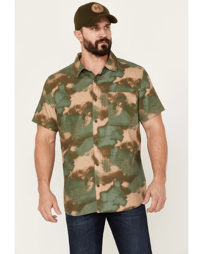 American Outdoorsman Mens Moisture Wicking Regular Fit Short Sleeve  Button-Down Shirt