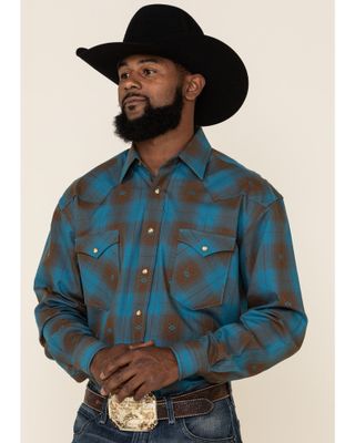 Rough Stock By Panhandle Men's Menlo Ombre Plaid Long Sleeve Western Shirt