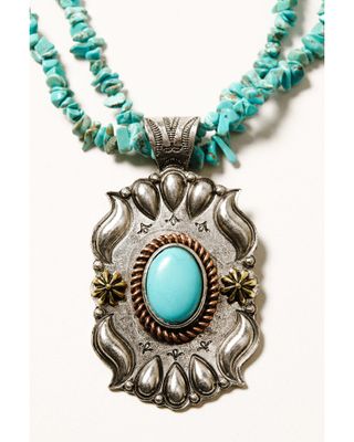 Shyanne Women's Cactus Rose Turquoise Medallion Necklace