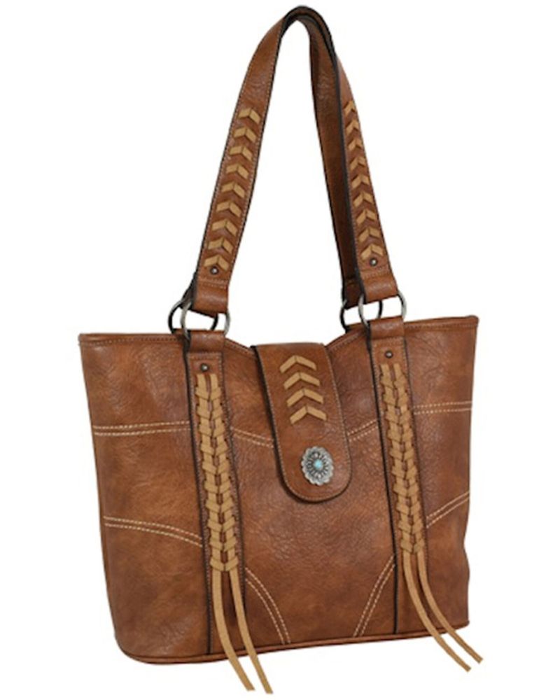 Justin Women's Brown Laced Trip Leather Tote Bag