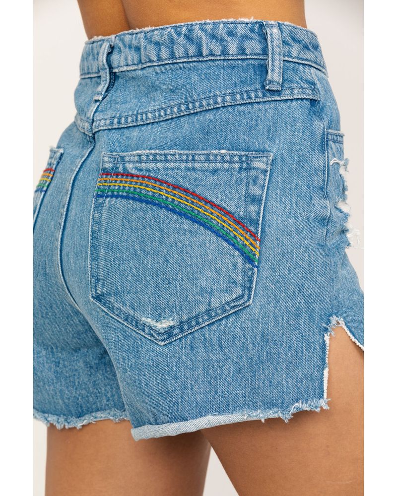 Show Me Your Mumu Women's Arizona Delta Rainbow High Waisted Shorts