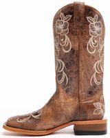 Shyanne Women's Lasy Floral Embroidered Western Boots - Broad Square Toe