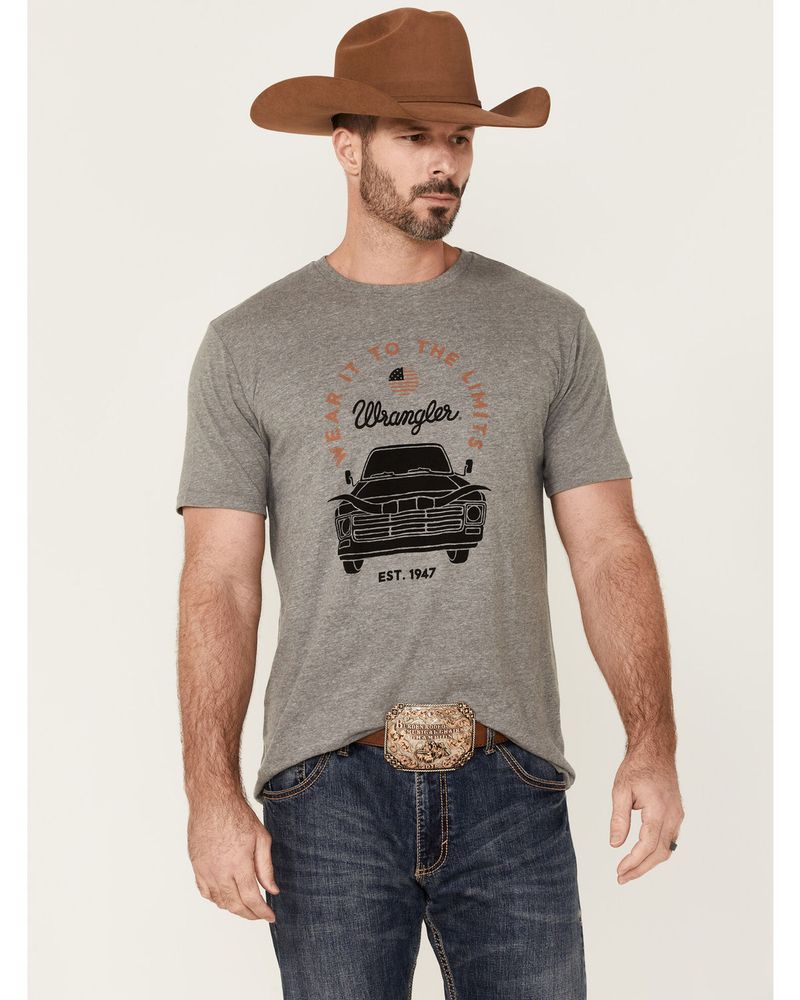 Wrangler Men's Heather Grey Longhorn Car Graphic Short Sleeve T-Shirt |  Alexandria Mall