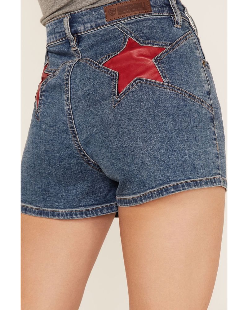 Rock & Roll Denim Women's Medium Wash High Rise Red Star Denim Shorts