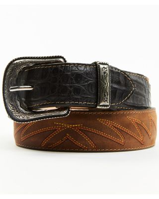Cody James Men's Vince Two Tone Embroidered Caiman Western Belt