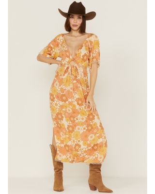 Z&L Women's Chiquitita Floral Print Short Sleeve Maxi Dress