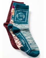 Shyanne Women's Multicolored Patchwork Paisley 3-Pack Crew Socks